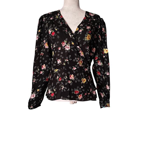 Veronica Beard Silk Floral Kiona Blouse Size 14 Vneck Peplum - Picture 2 of 8